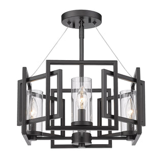 Buy matte-black-with-clear-glass-glass-and-clear-shade Marco Semi-Flush Mount Ceiling Light by Golden