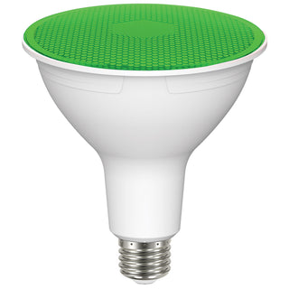 Buy green-with-green-glass-and-green-shade Reflector 11 Watt E26 PAR38 120V Outdoor (Wet)LED Light Bulb by Satco