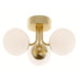 Satin Brass with White Glass Glass and White Shade