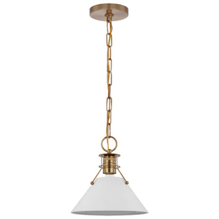 Buy matte-white-burnished-brass-with-matte-white-glass-and-white-shade Outpost Pendant by Nuvo Lighting