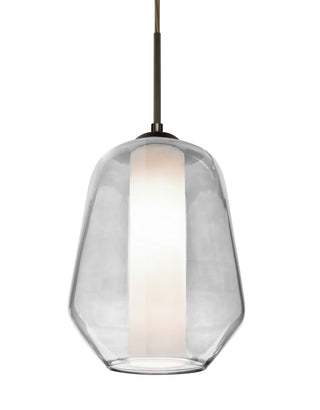 Buy bronze-with-clear-opal-glass-and-opal-shade Link Outdoor (Damp) Pendant by Besa