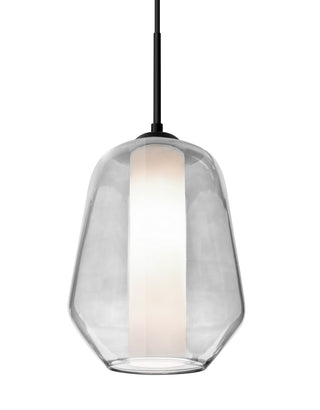 Buy black-with-clear-opal-glass-and-white-shade Link Outdoor (Damp) Pendant by Besa