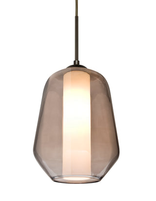 Buy bronze-with-smoke-opal-glass-and-smoke-shade Link Outdoor (Damp) Pendant by Besa
