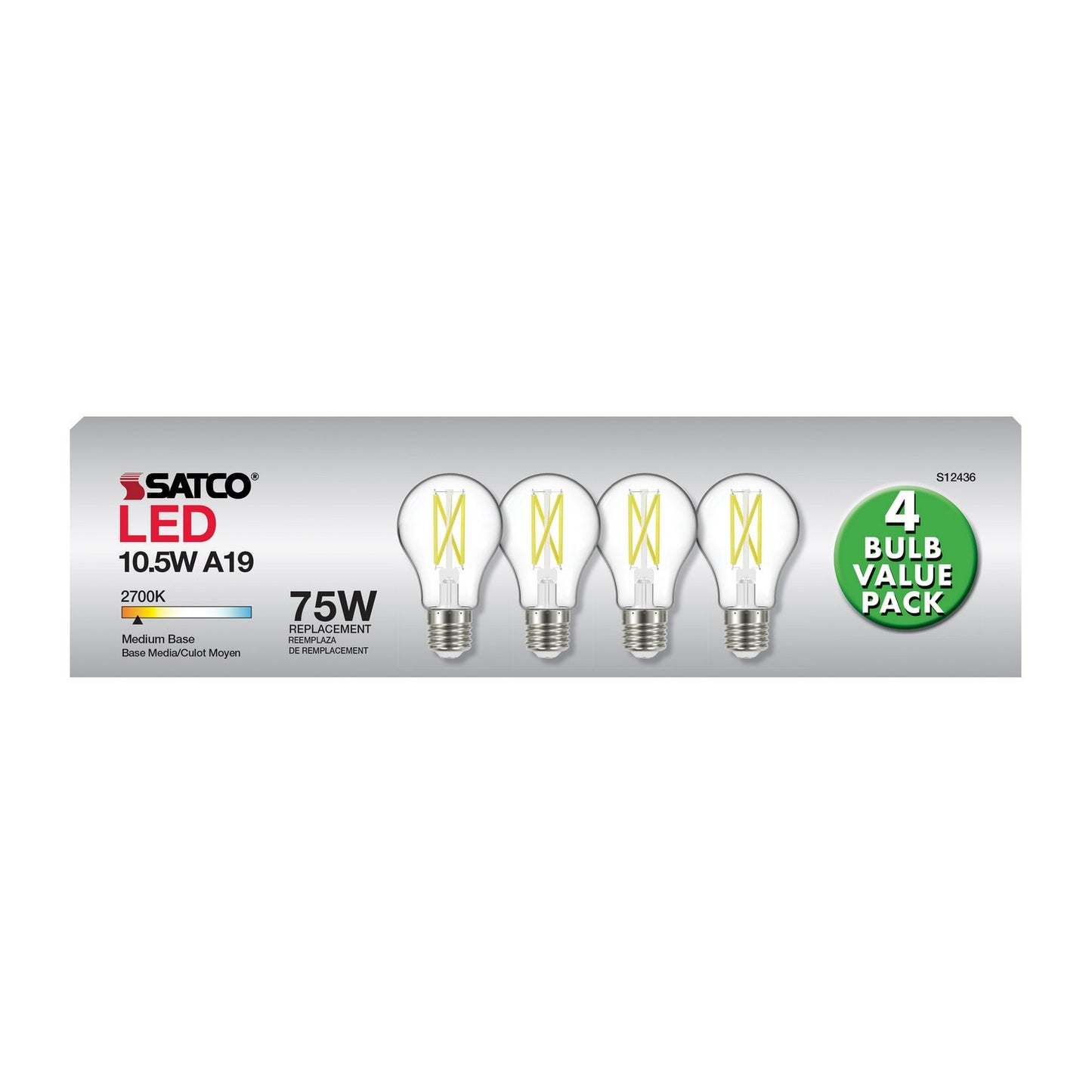 10.5 Watt (100 Watt Equivalent) Medium A19 120V LED 2700k Light Bulb by Satco