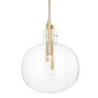 Buy aged-brass-with-clear-glass-and-clear-shade Hempstead Outdoor (Damp) Pendant by Hudson Valley