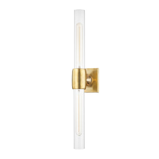 Buy aged-brass-with-clear-glass-and-clear-shade Hogan Outdoor (Damp) Sconce by Hudson Valley