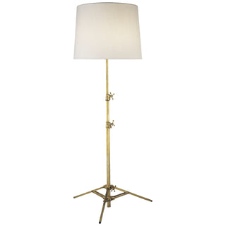 Buy hand-rubbed-antique-brass-with-25-x-28-x-22-linen-glass Studio Floor Lamp by Visual Comfort Signature