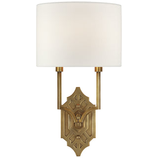 Buy hand-rubbed-antique-brass-with-8-5-x-8-75-6-5-linen-glass-and-white-shade Silhouette Sconce by Visual Comfort Signature
