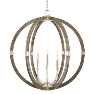 Buy contemporary-silver-leaf-chateau-gray Bastian Collection Chandelier by Currey and Company