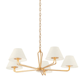 Buy vintage-gold-leaf-with-cream-glass-and-white-shade Ozias Outdoor (Damp) Chandelier by Troy Lighting