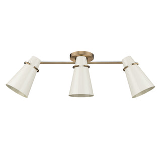 Buy modern-brass-with-glossy-ecru-glass-and-metal-shade Reeva Semi-Flush Mount Rail Mounted Ceiling Light by Golden