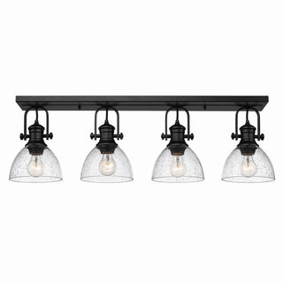 Buy matte-black-with-seeded-glass-glass-and-clear-seedy-shade Hines Semi-Flush Mount Ceiling Light by Golden