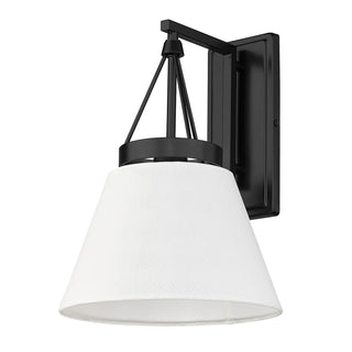 Buy matte-black-with-modern-white-glass-and-white-shade Penn Sconce by Golden