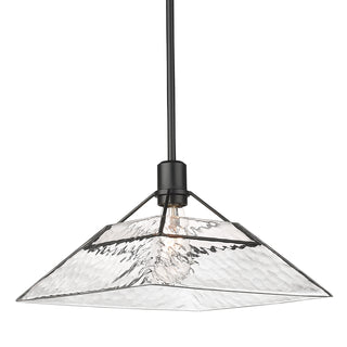 Buy matte-black-with-water-glass-glass-and-clear-shade Kepler Pendant by Golden