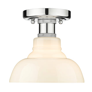 Buy chrome-with-vintage-milk-glass-glass-and-white-shade Carver Flush Mount Ceiling Light by Golden