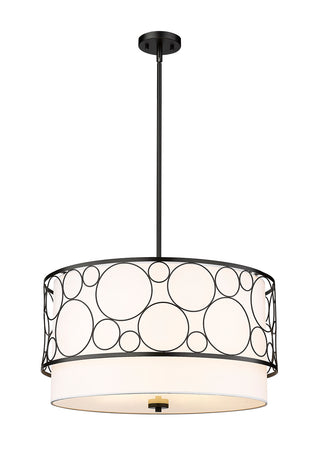 Buy matte-black-with-white-glass-and-white-shade Kendall Chandelier by Z-Lite