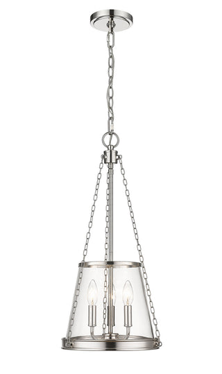 Buy polished-nickel-with-clear-glass-and-clear-shade Prescott Outdoor (Damp) Pendant by Z-Lite