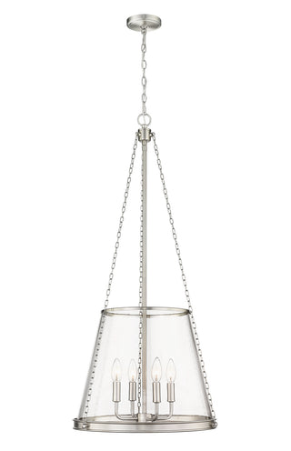 Buy brushed-nickel-with-clear-glass-and-clear-shade Prescott Outdoor (Damp) Pendant by Z-Lite