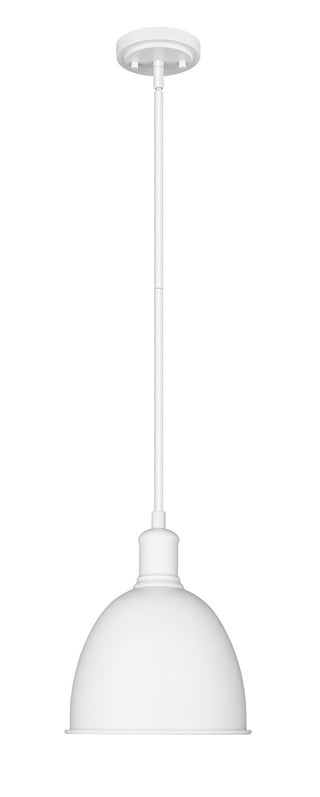 Buy satin-white-with-satin-white-glass-and-white-shade Sawyer Outdoor (Damp) Pendant by Z-Lite