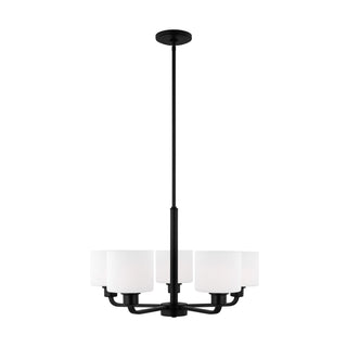 Buy midnight-black-with-etched-white-inside-glass-and-white-shade Canfield Outdoor (Damp) Chandelier by Generation Lighting