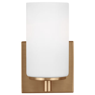 Buy satin-brass-with-etched-white-inside-glass-and-white-shade Hettinger Vanity by Generation Lighting