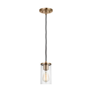 Buy satin-brass-with-clear-glass-and-clear-shade Zire Outdoor (Damp) Pendant by Visual Comfort Studio