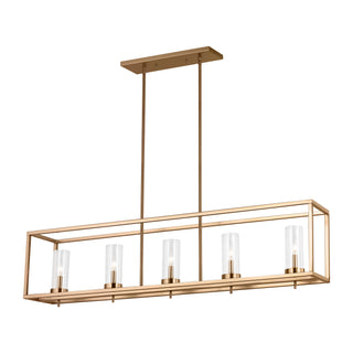 Buy satin-brass-with-clear-glass-and-clear-shade Zire Outdoor (Damp) Pendant by Visual Comfort Studio
