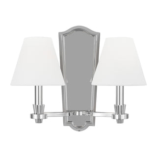 Buy polished-nickel-with-white-linen-glass-and-white-shade Paisley Outdoor (Damp) Sconce by Visual Comfort Studio