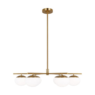 Buy burnished-brass-with-milk-white-glass-and-white-shade Lune Outdoor (Damp) Chandelier by Visual Comfort Studio
