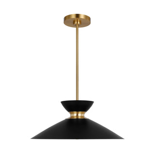 Buy midnight-black-and-burnished-brass-with-midnight-black-glass-and-metal-shade Heath Outdoor (Damp) Pendant by Visual Comfort Studio