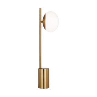 Buy burnished-brass-with-milk-white-glass-and-white-shade Lune Table Lamp by Visual Comfort Studio