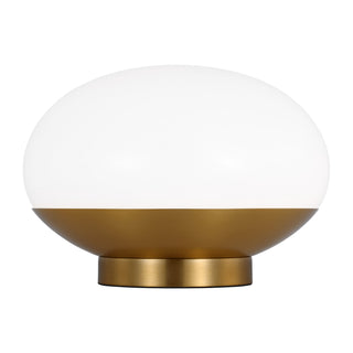 Buy burnished-brass-with-milk-white-glass-and-white-shade Lune Table Accent Lamp by Visual Comfort Studio