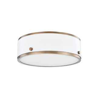 Buy patina-brass-and-soft-white Eli Outdoor (Damp) Flush Mount Ceiling Light by Troy Lighting