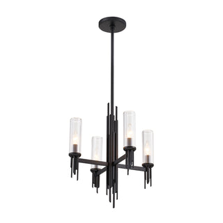Buy clear-ribbed-glass-matte-black-and-clear-shade Torres Chandelier by Alora