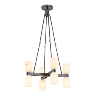Buy urban-bronze-alabaster-with-clear-crystal-glass-and-white-shade Lucian Chandelier by Alora