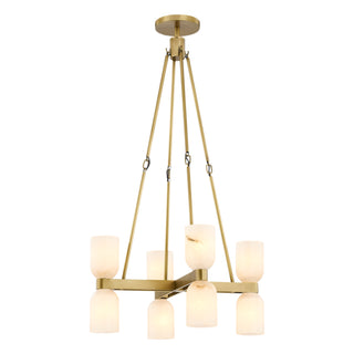 Buy vintage-brass-alabaster-with-clear-crystal-glass-and-white-shade Lucian Chandelier by Alora