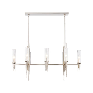 Buy polished-nickel-ribbed-glass Torres Pendant by Alora