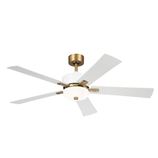 Buy brushed-natural-brass-finish-with-white-blades Icon Ceiling Fan with Light by Kichler