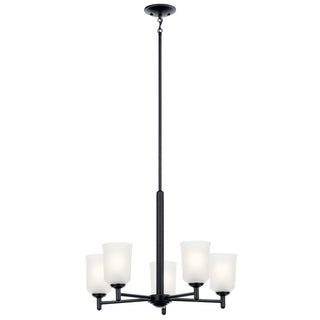 Buy black-with-clear-satin-etched-glass-and-white-shade Shailene Chandelier by Kichler