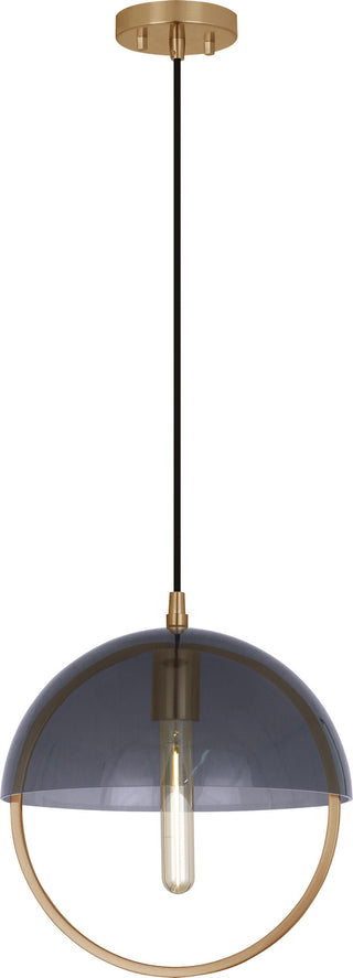 Buy lacquered-burnished-brass-w-smoked-glass-shade-and-smoke-shade Mavisten Edition Copernica Pendant by Robert Abbey