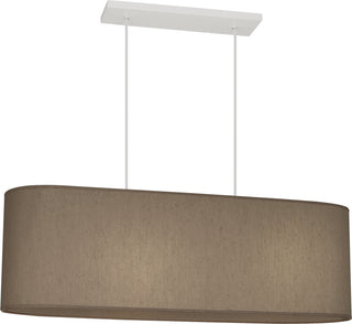 Buy painted-white-with-mushroom-dupioni-fabric-shade-glass-and-amber-brown-shade Elena Pendant by Robert Abbey