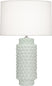 Matte Celadon Glazed Textured Ceramic with Fondine Fabric Shade Glass and White Shade