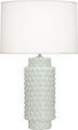 Matte Celadon Glazed Textured Ceramic with Fondine Fabric Shade Glass and White Shade