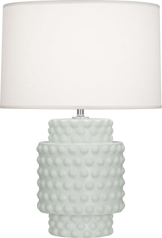 Buy matte-celadon-glazed-textured-ceramic-with-fondine-fabric-shade-glass-and-white-shade Dolly Lamp by Robert Abbey