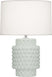 Matte Celadon Glazed Textured Ceramic with Fondine Fabric Shade Glass and White Shade