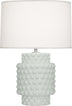Matte Celadon Glazed Textured Ceramic with Fondine Fabric Shade Glass and White Shade