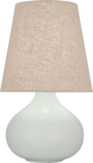 Buy matte-celadon-glazed-ceramic-with-buff-linen-shade-glass-and-amber-brown-shade June Table Lamp by Robert Abbey