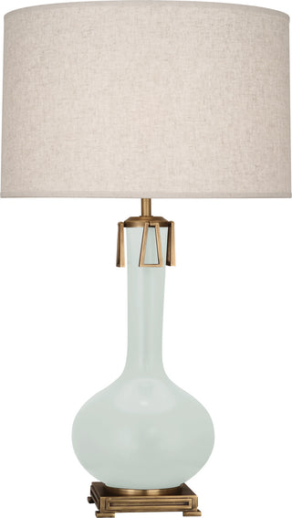 Buy matte-celadon-glazed-ceramic-w-aged-brass Athena Table Lamp by Robert Abbey