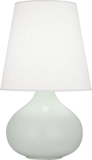 Buy matte-celadon-glazed-ceramic-with-oyster-linen-shade-glass-and-white-shade June Lamp by Robert Abbey