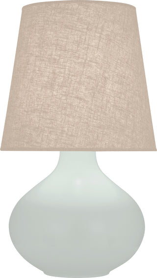 Buy matte-celadon-glazed-ceramic-with-buff-linen-shade-glass-and-amber-brown-shade June Table Lamp by Robert Abbey